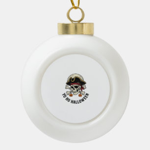 Pirate Skull Halloween Vintage Engraving White Shi Ceramic Ball Christmas Ornament