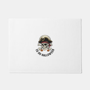 Pirate Skull Halloween Vintage Engraving White Shi Doormat