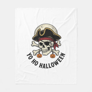 Pirate Skull Halloween Vintage Engraving White Shi Fleece Blanket