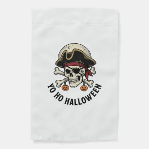 Pirate Skull Halloween Vintage Engraving White Shi Garden Flag