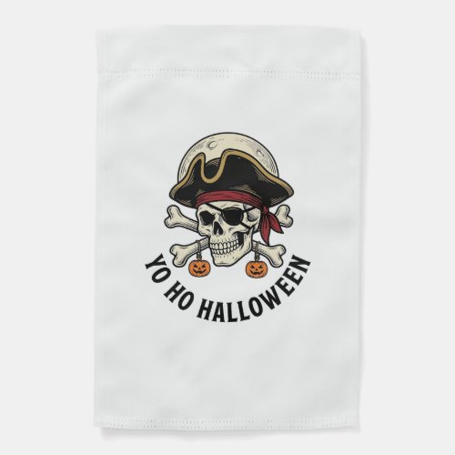 Pirate Skull Halloween Vintage Engraving White Shi Garden Flag