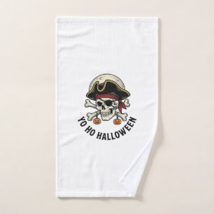 Pirate Skull Halloween Vintage Engraving White Shi Hand Towel