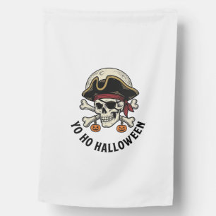 Pirate Skull Halloween Vintage Engraving White Shi House Flag