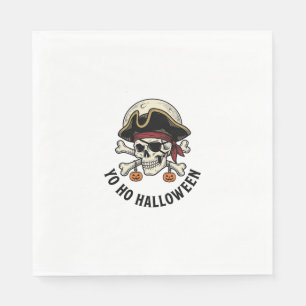 Pirate Skull Halloween Vintage Engraving White Shi Napkins