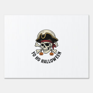 Pirate Skull Halloween Vintage Engraving White Shi Sign