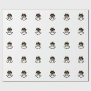 Pirate Skull Halloween Vintage Engraving White Shi Wrapping Paper