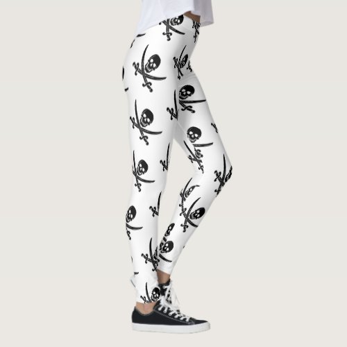 Pirate skull jolly roger pattern leggings