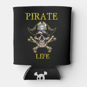 PIRATE SKULL LIFE GOLD CAN COOLER