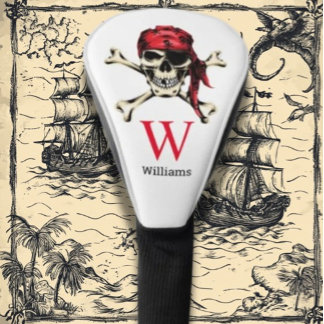 Pirate Skull Monogram   Golf Head Cover
