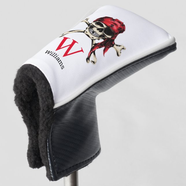 Pirate Skull Monogram  Golf Head Cover (3/4 Front)