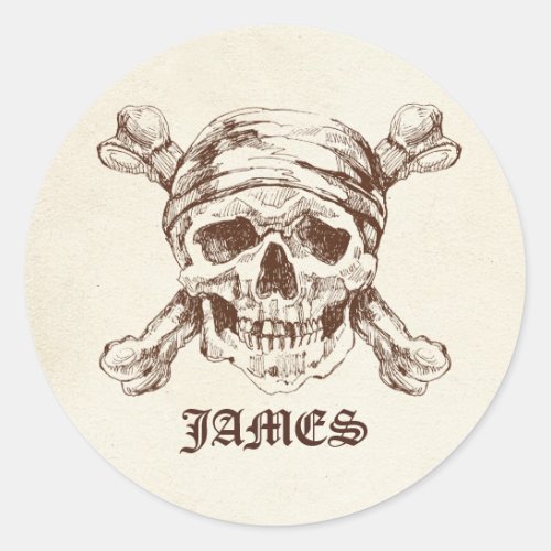 Pirate Skull n Cross Bones Custom Name Stickers