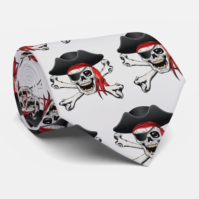 Pirate Skull Neck Tie (Rolled)