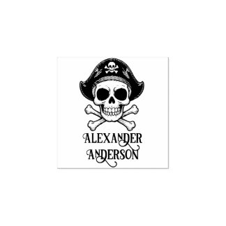 Pirate Skull Personalize Rubber Stamp
