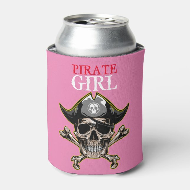 PIRATE SKULL PINK GIRL CAN COOLER (Can Front)