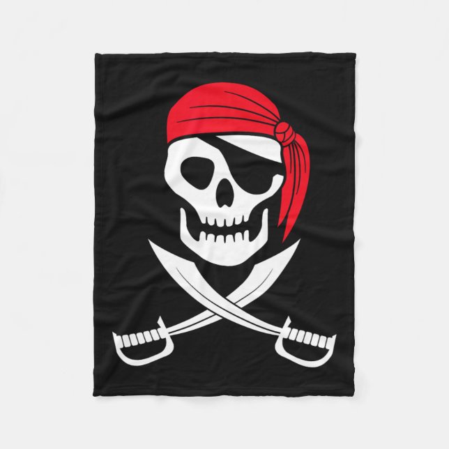 Pirate Skull Red Bandana Sword Costume Gift  Fleece Blanket (Front)