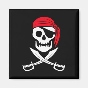 Pirate Skull Red Bandana Sword Costume Gift Magnet