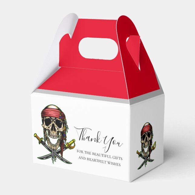 Pirate Skull Red Captain Favor Box (Front Side)