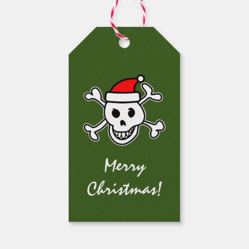 Pirate skull Santa Merry Christmas blank Holiday Gift Tags