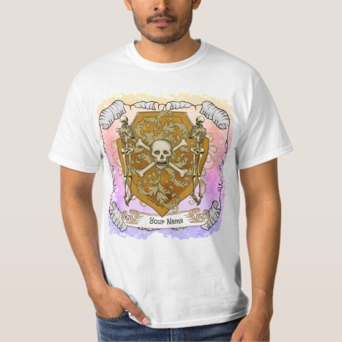 Pirate Skull Shield custom name  t_shirt