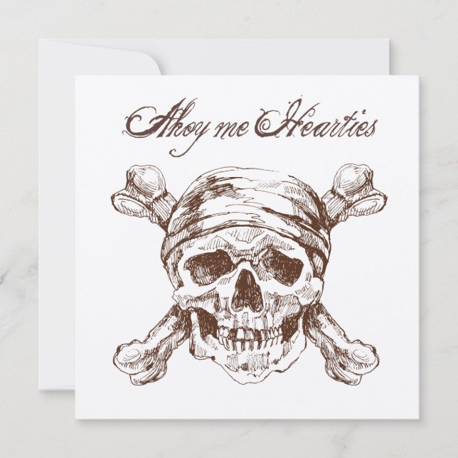 Pirate Skull & Ship Birthday Party Invite (Front)