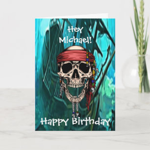 Pirate Skull Ship Captain Card