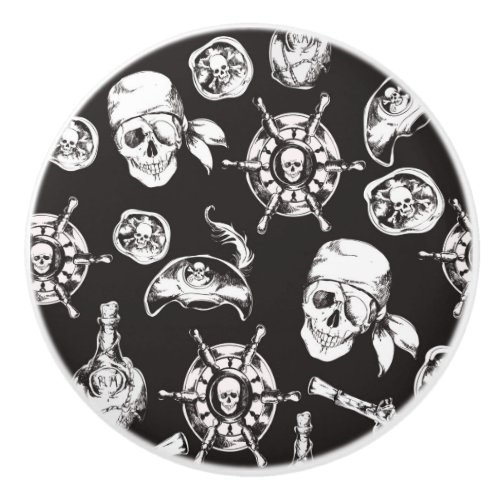 Pirate Skull Ship Wheel Ceramic Knob