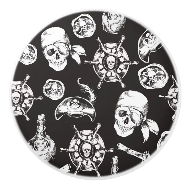 Pirate Skull Ship Wheel Ceramic Knob | Zazzle