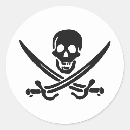 Pirate skull  silhouette _ Choose background color Classic Round Sticker