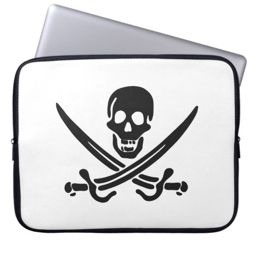 Pirate skull  silhouette _ Choose background color Laptop Sleeve