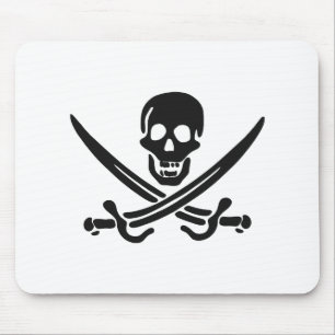 Pirate skull silhouette - Choose background color Mouse Pad