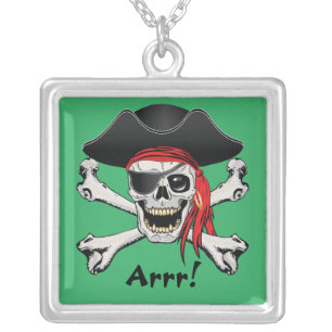 Pirate Skull Silver Plated Necklace