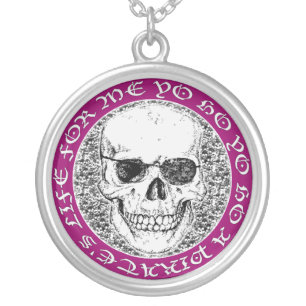 pirate skull silver plated necklace