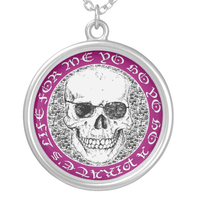 pirate skull silver plated necklace (Front)