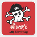 Pirate Skull Skeleton Birthday Party Favor Sticker