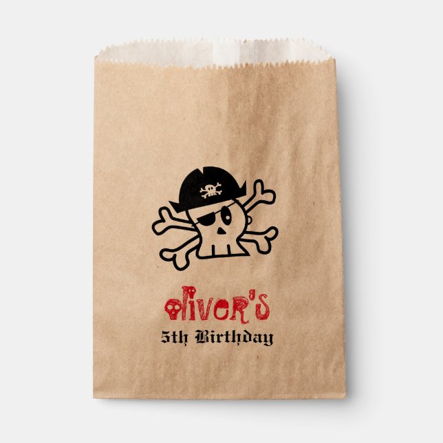 Pirate Skull Skeleton Boy Birthday Party Favor Bag (Front)