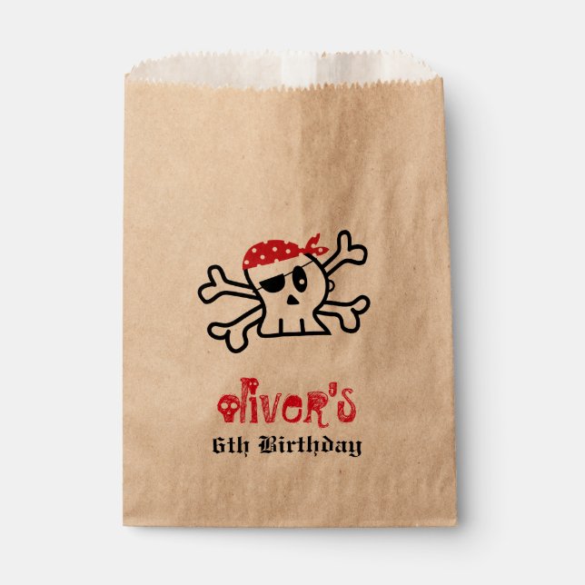 Pirate Skull Skeleton Boy Birthday Party Favor Bag (Front)