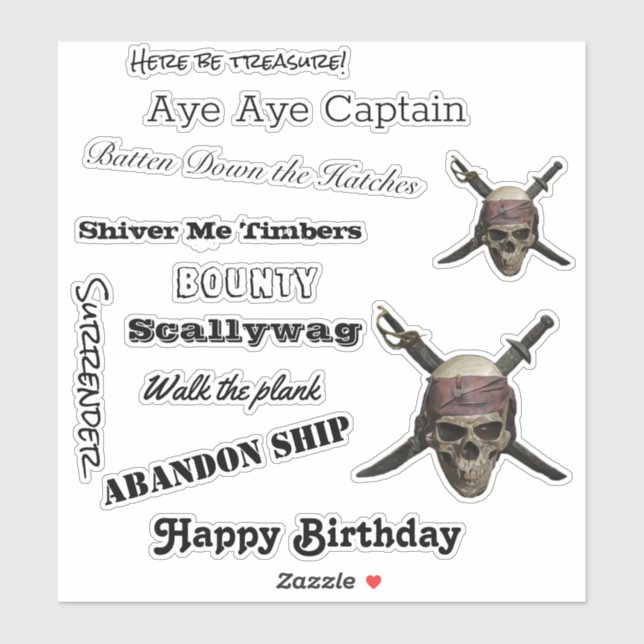 Pirate Skull  Sticker (Sheet)