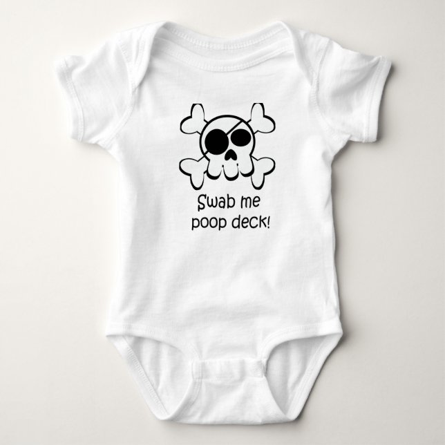 Pirate Skull Swab Me Poop Deck Baby Bodysuit (Front)