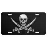 Pirate Skull &amp; Sword Crossbones  License Plate at Zazzle
