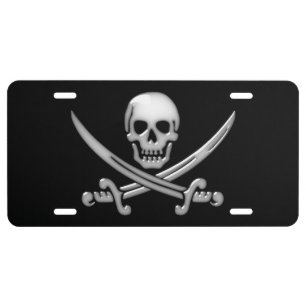 Pirate Skull & Sword Crossbones License Plate