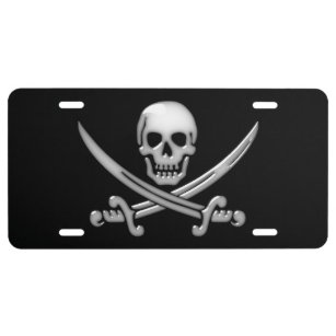 Pirate Skull & Sword Crossbones  License Plate