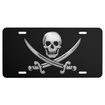 Pirate Skull & Sword Crossbones  License Plate by gravityx9 at Zazzle