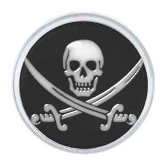 Pirate Skull & Sword Crossbones Silver Finish Lapel Pin