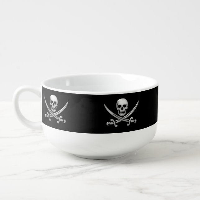 Pirate Skull & Sword Crossbones Soup Mug (Right)