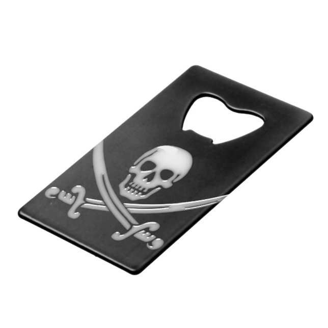 Pirate Skull & Sword Crossbones (TLAPD) Credit Card Bottle Opener (Front Angled)