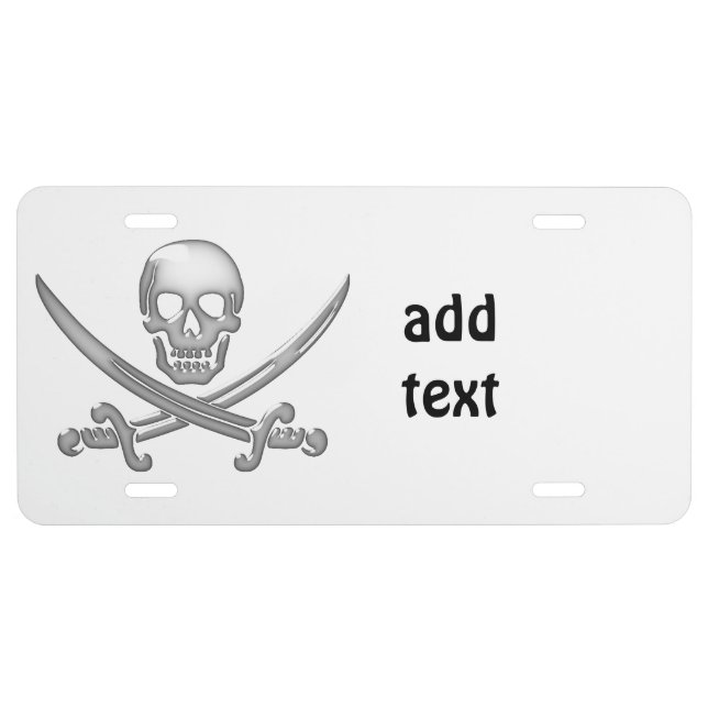 Pirate Skull & Sword Crossbones (TLAPD) License Plate (Front)