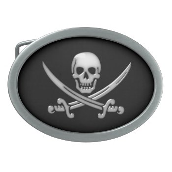 Pirate Skull & Sword Crossbones (tlapd) Oval Belt Buckle by gravityx9 at Zazzle