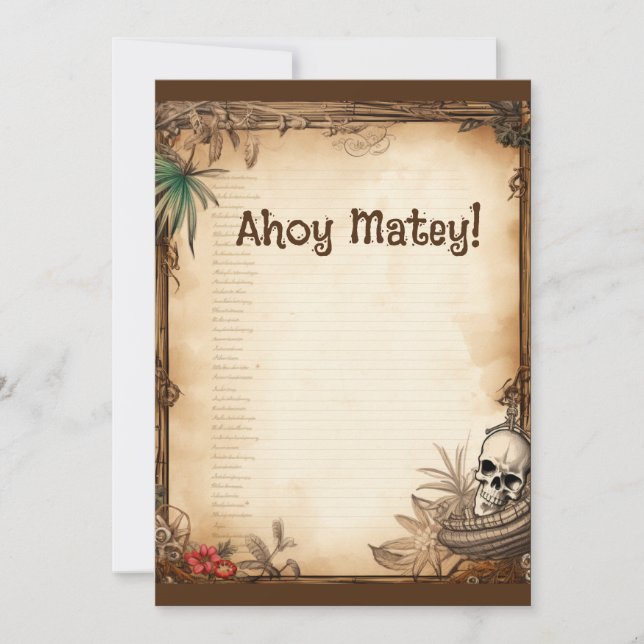 Pirate Skull Talk like a pirate birthday Invitation (Front)