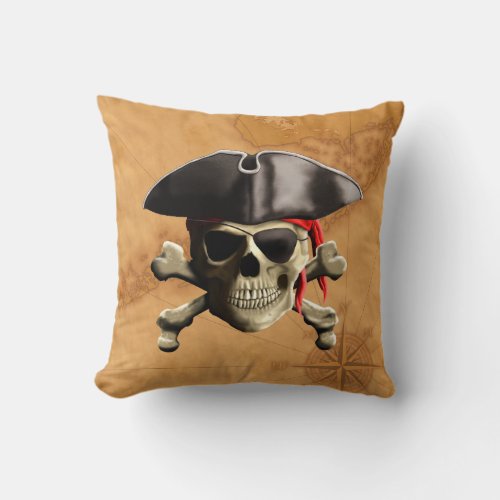 Pirate Skull Throw Pillow