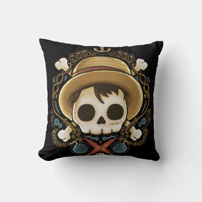 Pirate Skull Throw Pillow (Front)